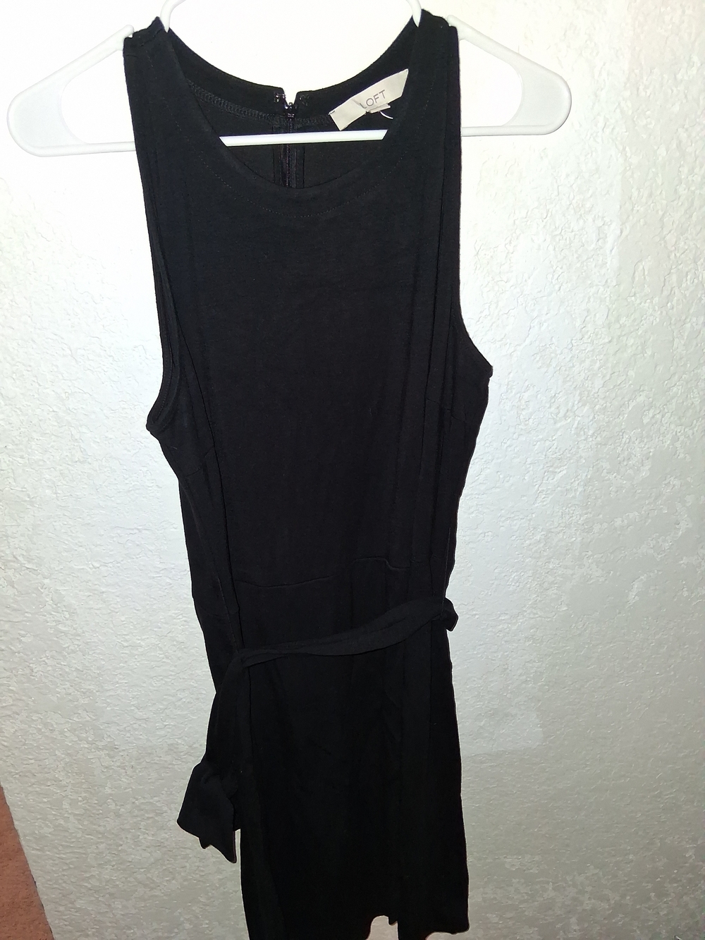 LOFT Black Sleeveless Midi Dress with Waist Tie Size 10